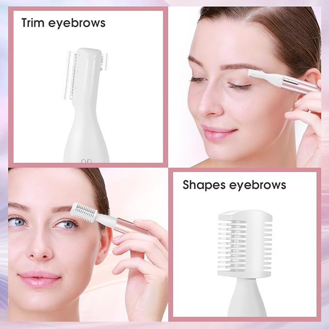 TOUCHBeauty Eyebrow Hair Trimmer for Women, Painless Precision Eyebrow Shaper, Pen-Shaped Hair Remover Razor for Face Chin Neck, Upper-Lip, Peach-Fuzz Mini Sized Battery-Operated Rose Color 1658A