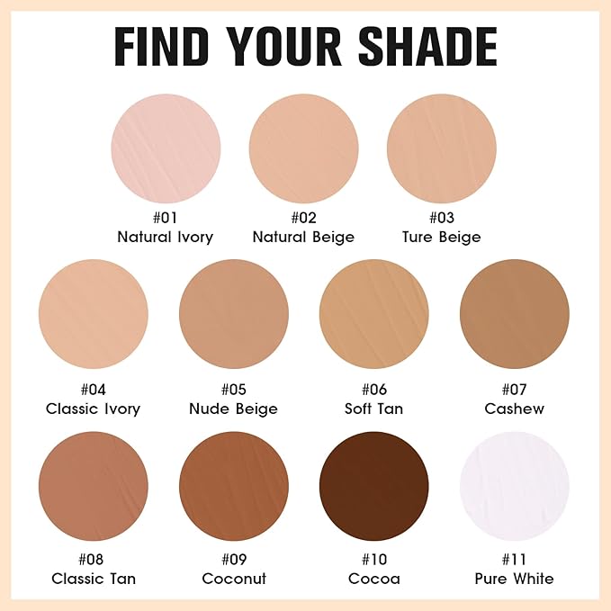 UCANBE Matte Liquid Foundation Makeup, Medium to Full Coverage Waterproof Longwear Serum Cream Foundation for Combination & Oily Mature Skin, Lightweight Hydrating Nourishing, Classic Ivory, 1 fl. oz.