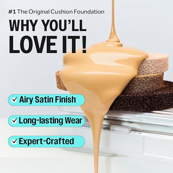 CLIO Kill Cover Founwear Cushion The Original – 20 Shades, Buildable Light to Medium Coverage, Natural Finish, Korean Makeup Foundation, Long-Lasting Skin Fit, 21C LINGERIE