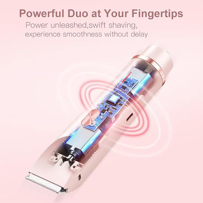 Dermave Bikini Shaver,Bikini Trimmer for Women,2025 Upgrade Dual Head Shaver Women,2 in 1 Wet & Dry Waterproof Electric Bikini Trimmer for Face, Body & Intimate Areas,Blue