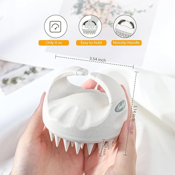 Sndyi Soft Silicone Scalp Massager for Dandruff Removal and Hair Growth - Wet Dry Scalp Exfoliator Brush for Scalp Care - Beige