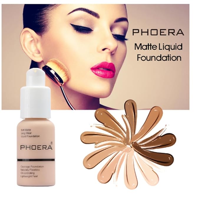 2Pcs Liquid Foundation Full Coverage 24HR Matte Oil Top (1pcs-105) 30ml