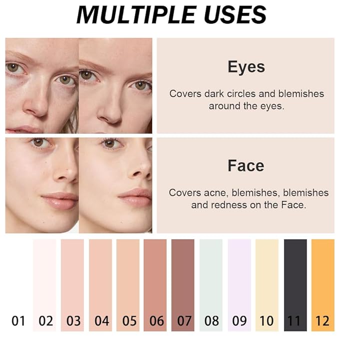 Kaely Color Correcting Concealer,Cream Pot Concealer Full Coverage,under Eye Concealer Palette for Conceals Dark Circles,Waterproof Foundation Face Makeup,12 Orange