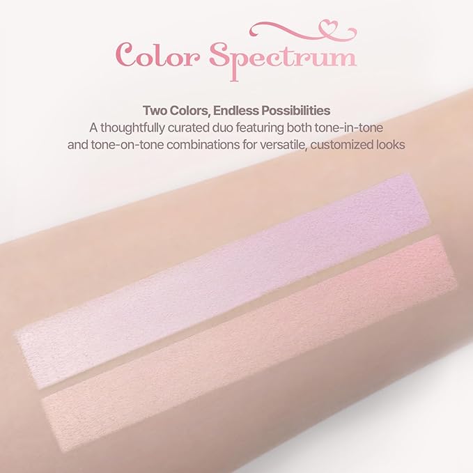 2aN Dual Color Face Blusher, Buildable & Blendable Cheek Color, Powder Blush, Korean Beauty (01 Cotton Candy Violet, 1.5 oz)