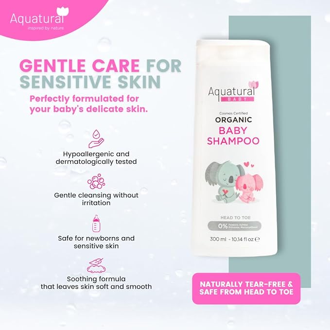 Organic Baby Shampoo - Plant-Based, Vegan & Gentle for Toddler, Moisturizing, Softens Hair - Girls & Boys Newborns, Kids Shampoo Natural for Sensitive Skin (10.14 fl oz)