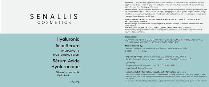 Hyaluronic Acid Serum 16 fl oz And 2 fl oz, Made From Pure Anti Aging/Wrinkle, Ultra Hydrating Moisturizer That Reduces Dry Skin Manufactured In USA