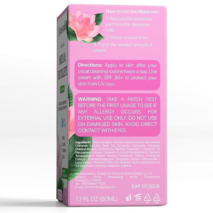 Neck Firming Cream, Anti Aging Facial Moisturizer with Retinol, Collagen, Niacinamide & Hyaluronic Acid, 1.7 Fl Oz