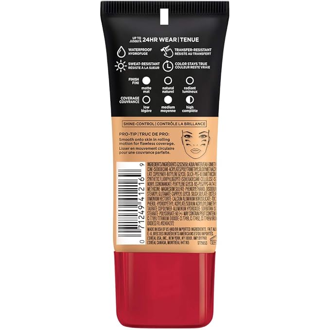 L'Oreal Paris Cosmetics Makeup Infallible Pro-Matte Liquid Longwear Foundation, Golden Sun Beige, 1 fl oz