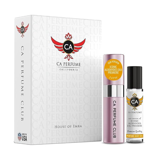 CA Perfume Duo Impression of Iconic Aldehydes Eau Premiere For Women Perfume Layering Set Long Lasting Travel Size EDP + Body Oil Roll-On Bottle 0.27 Fl Oz+0.33 Fl Oz