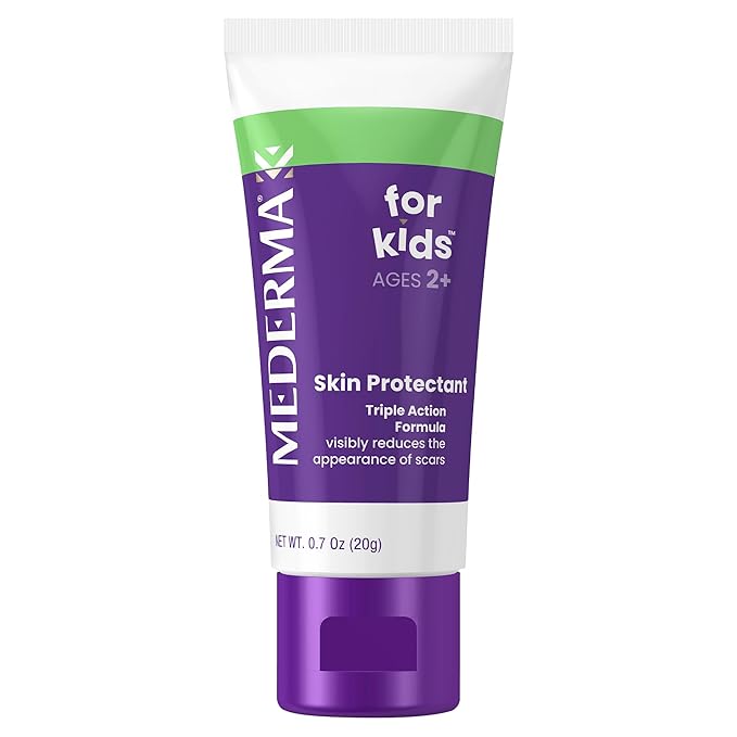 Mederma Scar Gel for Kids - Reduces Appearance of Old & New Scars from Cuts, Burns, Surgery, Insect Bites & Scrapes, Grape Scented, Goes on Purple & Rubs in Clear, Ages 2+, 0.70 Oz