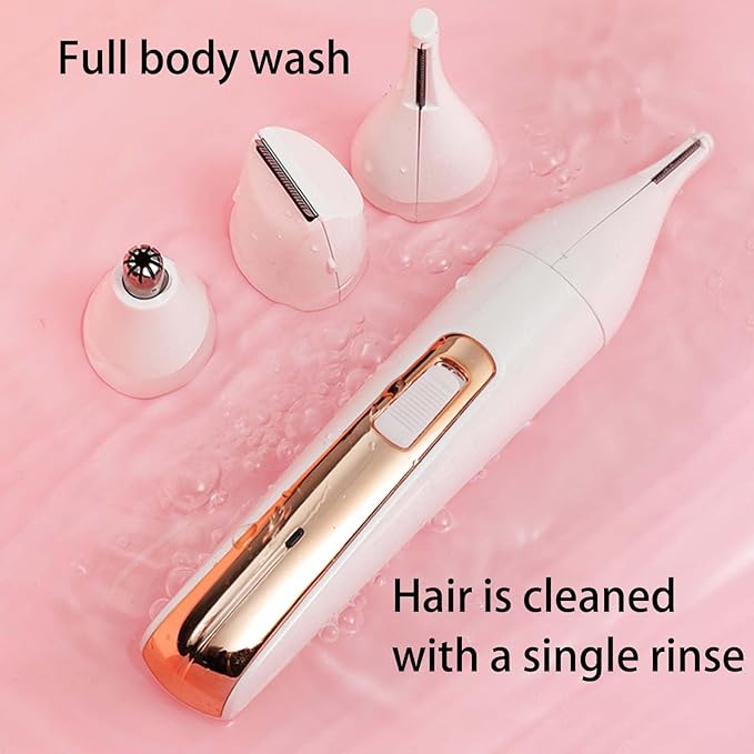 Womens Electric Razor, Face Shaver, Facial Hair Remover, Electric Bikini Trimmers for Legs, Travel Razor for Eyebrow Ear Nose Hair Lip Beard Armpit (Gold 4 in 1