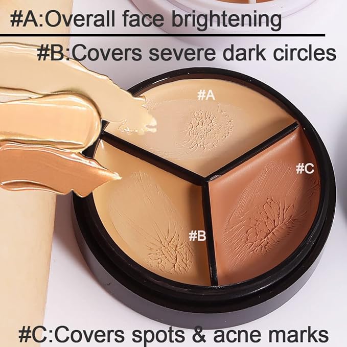 2pcs Tri-color Face Concealer Contour Palette With Brush