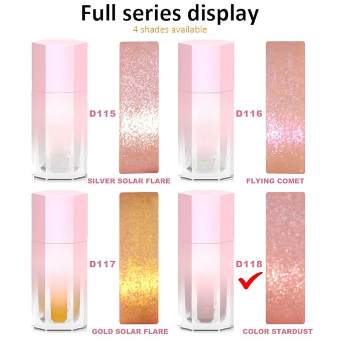 evpct Rose Gold Stardust Liquid Face Highlighter Makeup Palette Stick