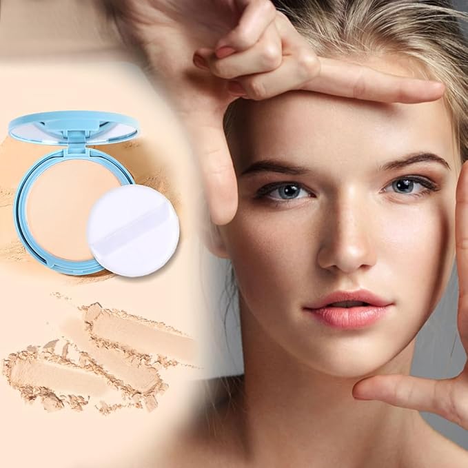 Maycheer Face Powder- Lasting Waterproof Face Powder-Maycheer Setting Powder Oil Absorbing Compact for Face (02, M)