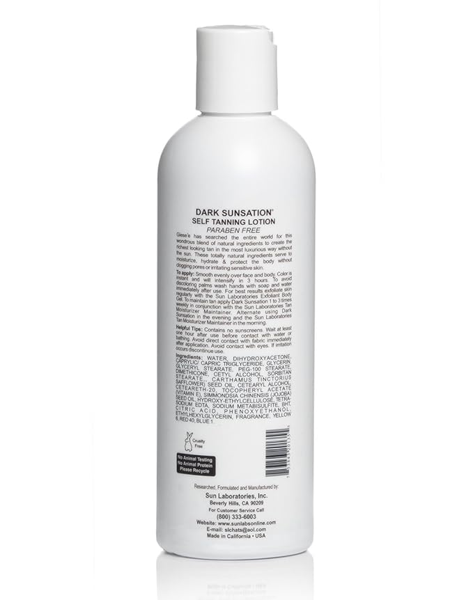 Sun Laboratories By Giesee Dark Sunsation Self-Tanning Lotion for - 2 Pack 8 oz | Ultra Dark Tanning Lotion, Natural Self Tanner, Non-Toxic Tanning Bed Lotion, Face Tanner, Sunless Tanner