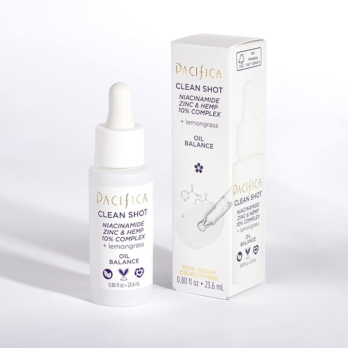Pacifica Clean Shot Niacinamide Zinc and Hemp 10 Percent Complex Unisex 0.8 oz