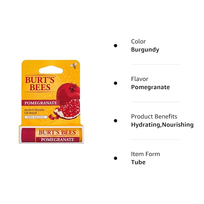 Burt's Bees Lip Balm, Pomegranate Oil,