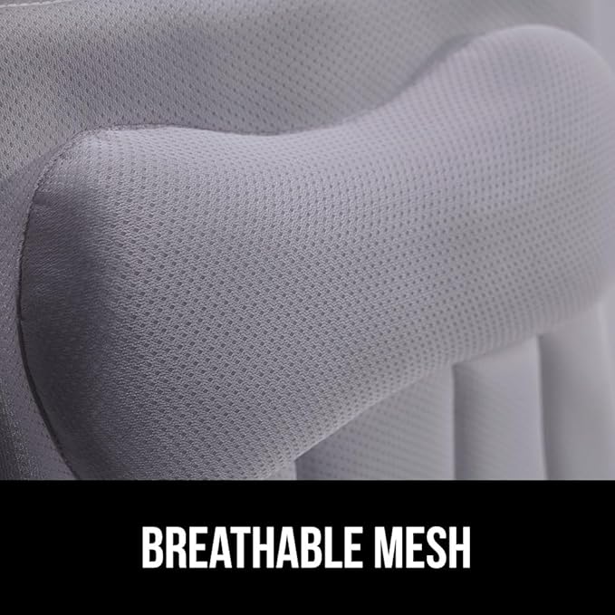 GORILLA GRIP Mesh Bath Pillow for Tub, 6 Powerful Suction Cups, Oversized Headrest with Breathable FlexComfort Technology for Neck, Head, Back Support, Luxury Machine Washable Bathtub Must Haves, Gray