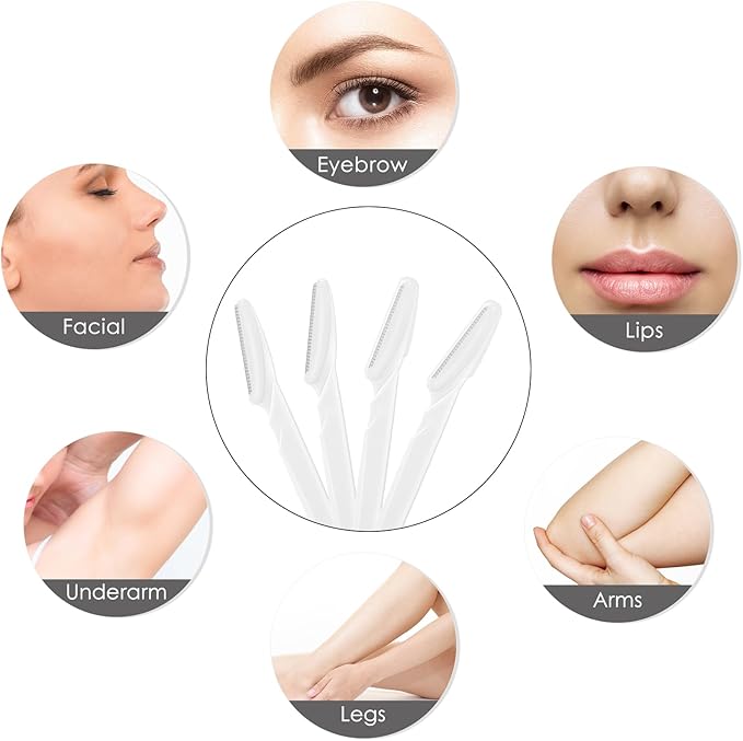 6 Pcs White Eyebrow Razor, Face Razors Multipurpose, Facial Razors for Women Men, Eyebrow Trimmers Shaver with Protective Cover, Dermaplaning Tools for Face Body Use, Facial Hair Removal Tools