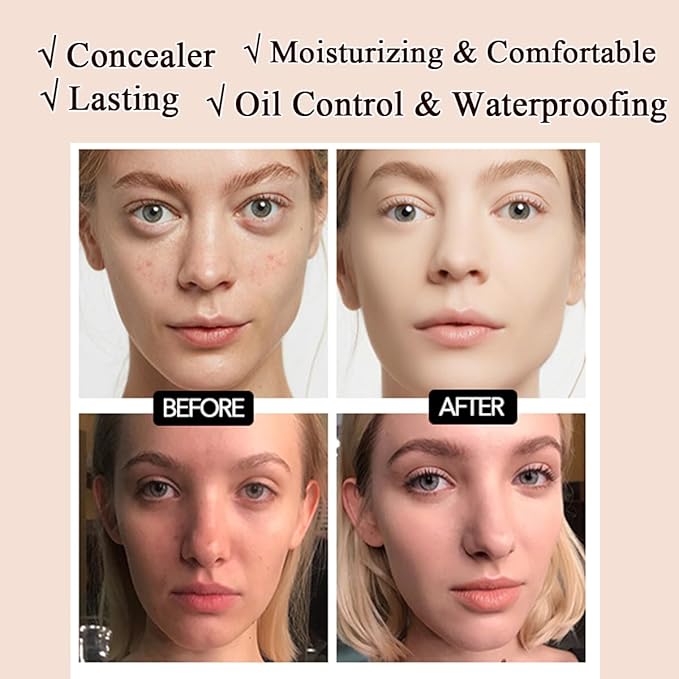 Air Cushion CC Cream Mushroom Head Foundation,BB Cream Makeup Foundation,Moisturizing Concealer,Long Lasting Full Coverage Waterproof,Even Skin Tone for All Skin Types (5# Light Yellow, 20g)