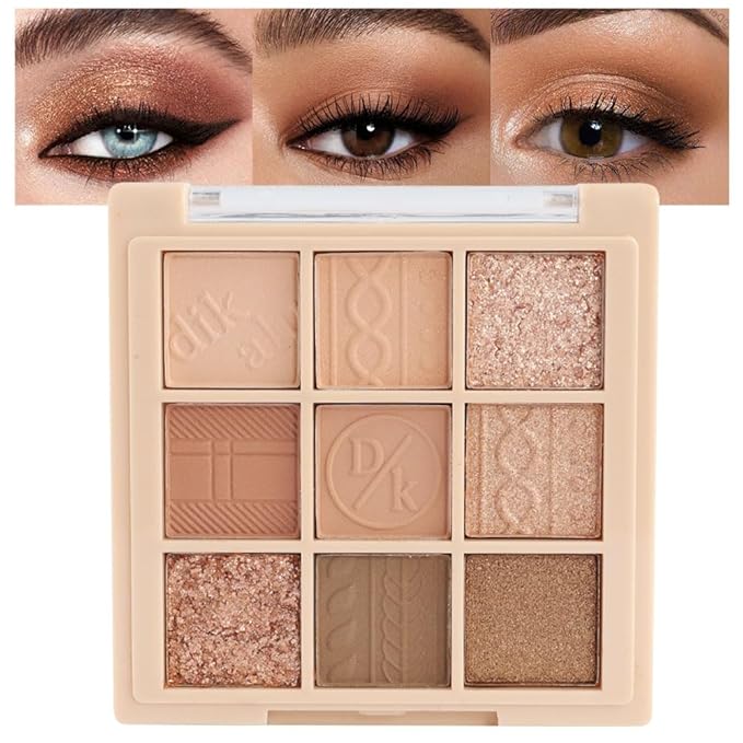 9Colors Neutral Eye Shadow Palette Eyeshadow Kit Nudes,Matte Glitter Natural Neutral Eyeshadow Palettes for Hazel Eyes Highly Pigmented Long Lasting Naturing-Looking Travel Eyeshadow Nude Palette