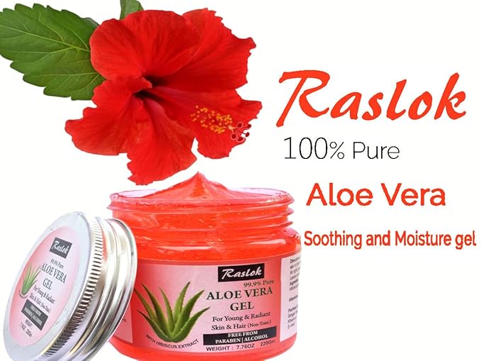 Aloe Vera Gel Pure Natural Organic Aloe Gel For Moisturizing Face Skin & Hair Care (Hibiscus, 7.76 OZ)