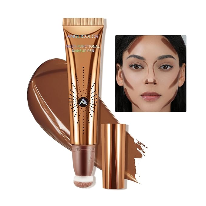 Contour Stick With Cushion Applicator,Liquid Contour Wand,Cream Contour Smooth,Bronzer Stick Lightweight Liquid Bronzer For Face (02#Fair/Medium)