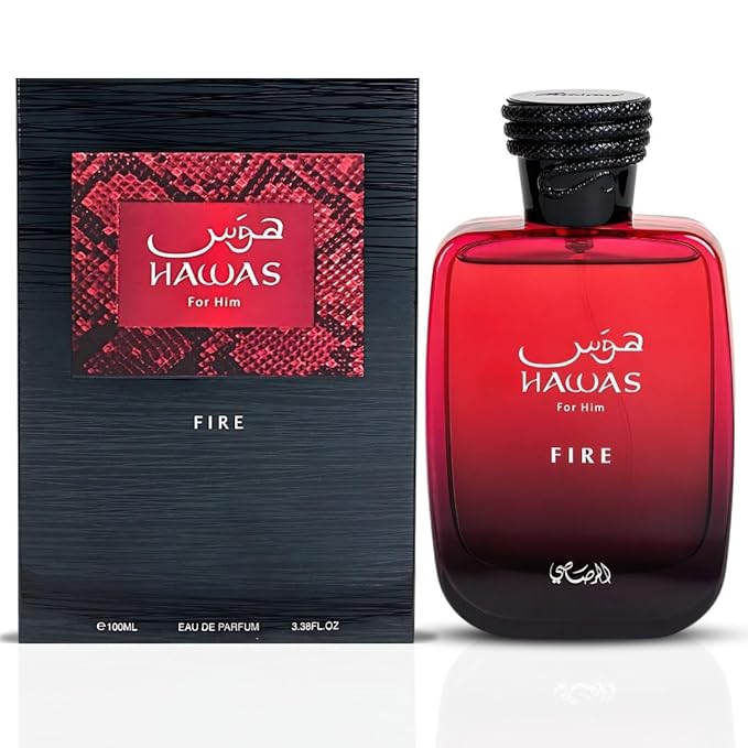 RASASI Hawas Fire Eau De Parfum Men Spray 100ML(3.4 Oz) - Bold Arabian Perfume For Men With A Fiery Essence - Indulge In A Luxurious, Long Lasting Perfume That Captures Masculine Elegance And Strength