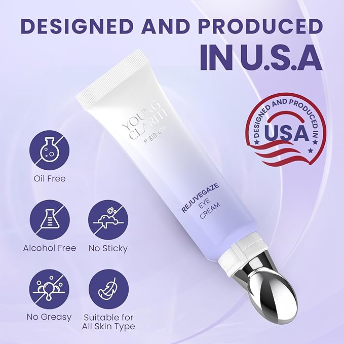 Retinol Eye Cream, Under Eye Cream for Dark Circles and Puffiness, Anti-Aging Eye Cream for Wrinkles, Eye Theatment with Lotus Leaf Extract, Made in USA