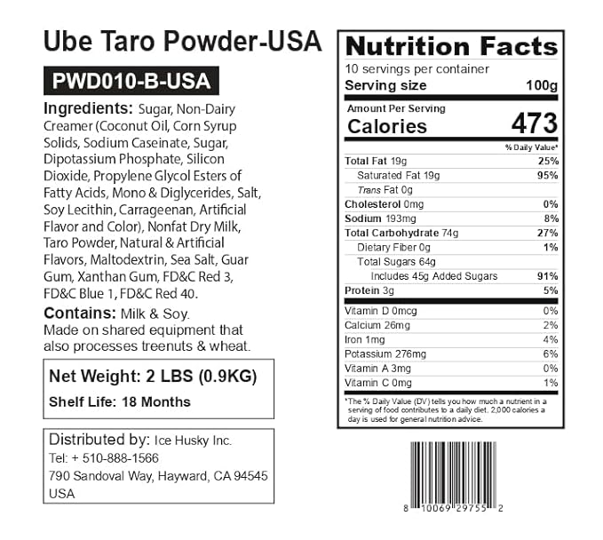 Fanale Premium Ube Taro Bubble Tea Flavoring Powder | Purple Sweet Potato Powder | Perfect for Baking, Smoothies, Desserts and Drinks | Instant Flavoring Powder for Boba Milk Tea | PWD010-B-USA