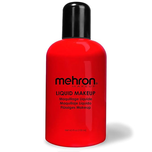 Mehron Makeup Liquid Makeup | Face Paint and Body Paint Perfect for Halloween, Cosplay I Air Brush Compatible 4.5 oz (133 ml) (Red)