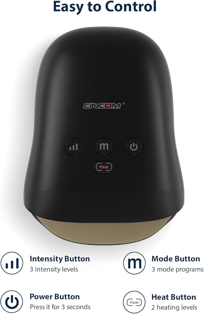 CINCOM Hand Massager - Cordless Hand Massager with Heat and Compression for Arthritis and Carpal Tunnel, Gifts for Women(Black)