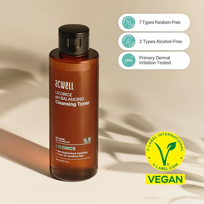 ACWELL Licorice pH Balancing Korean Toner for Cleansing 5.07 fl.oz. - Alcohol-Free PH5.5 Hydrating Facial Astringent - Skin Clarifying & Hydration Boosting Toner