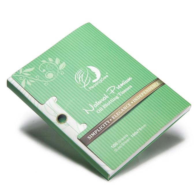 Natural Green Tea Oil Absorbing Tissues - 100 Counts, Premium Face Oil Blotting Paper - Take Only 1 Piece Each Time Design - Large 10cmx7cm Oil Absorbing Sheets, No Waste and Easy to Carry in Pocket!