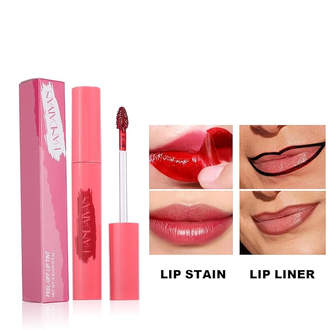 6 Colors Peel Off Matte Lip Tint, Long Lasting Natural Peel Off Tattoo Lip Liner Stain, Waterproof Smudge Proof Non-Stick Cup Tinted Lip Stain Peel Off Lip Gloss, Lip Makeup Gift for Women