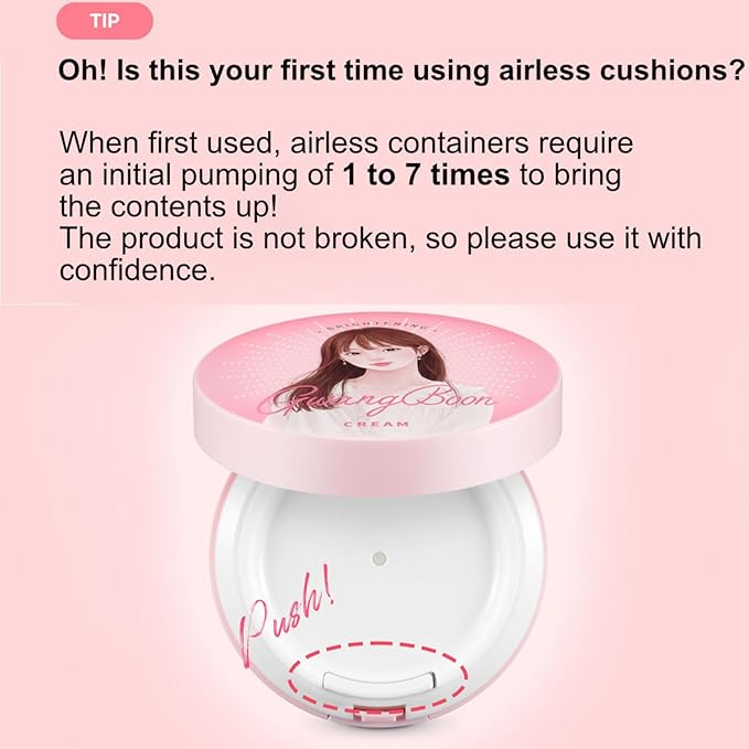 MIBA Ion Calcium Mineral BB Cushion 12g / 0.42 oz. Airless Cushion BB Cream, Moisturizing Finish.