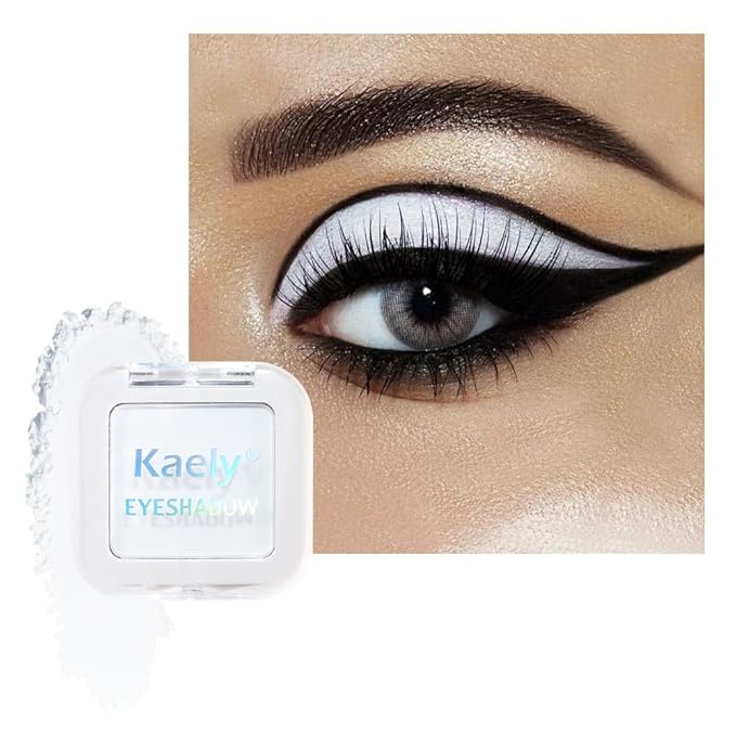 Kaely Pressed Single Eyeshadow Makeup, White Matte Highly Pigmented Monochrome Eye Shadow Palette, Waterproof Neutral Powde Mini Eyeshadow, sombras para ojos, Lightweight Blendable, 08