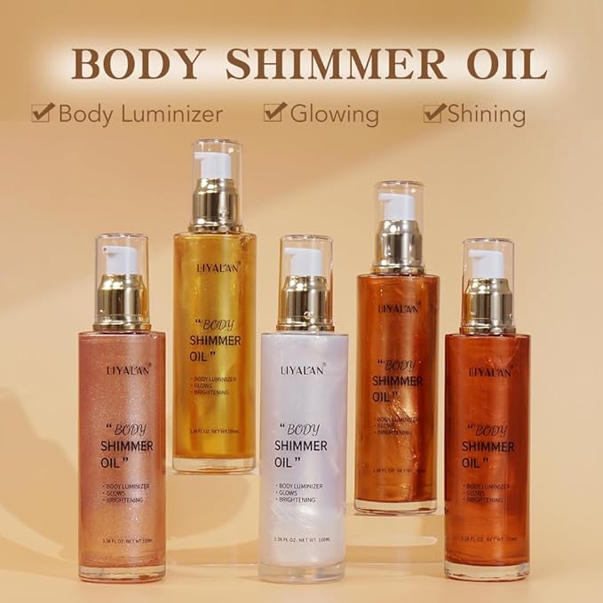 Liyalan Shimmer Body Oil Pearl White 5 Color Fl Oz)