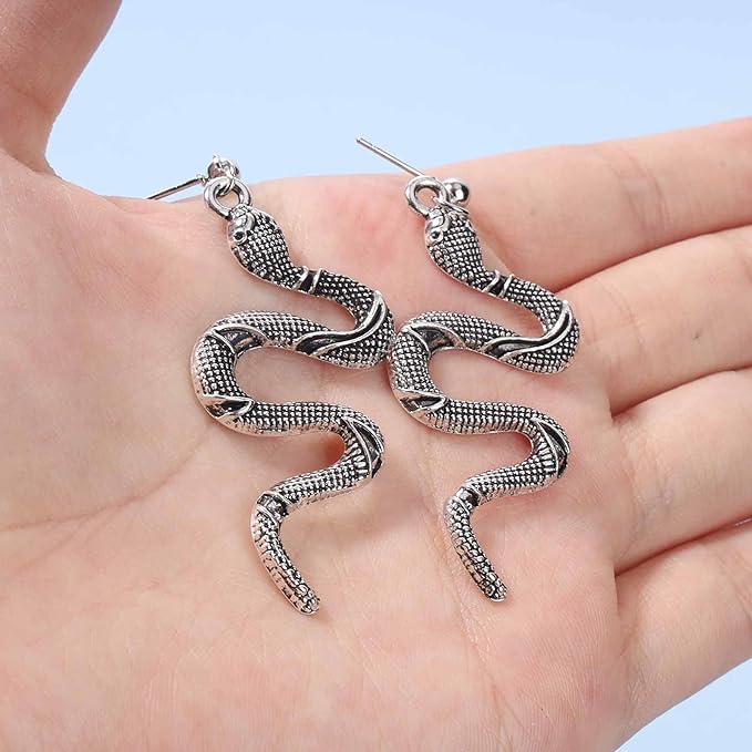 Punk Snake Earrings Silver Snake Dangle Earrings Serpent Drop Earrings Gothic Earrings Jewelry for Women and Girls
