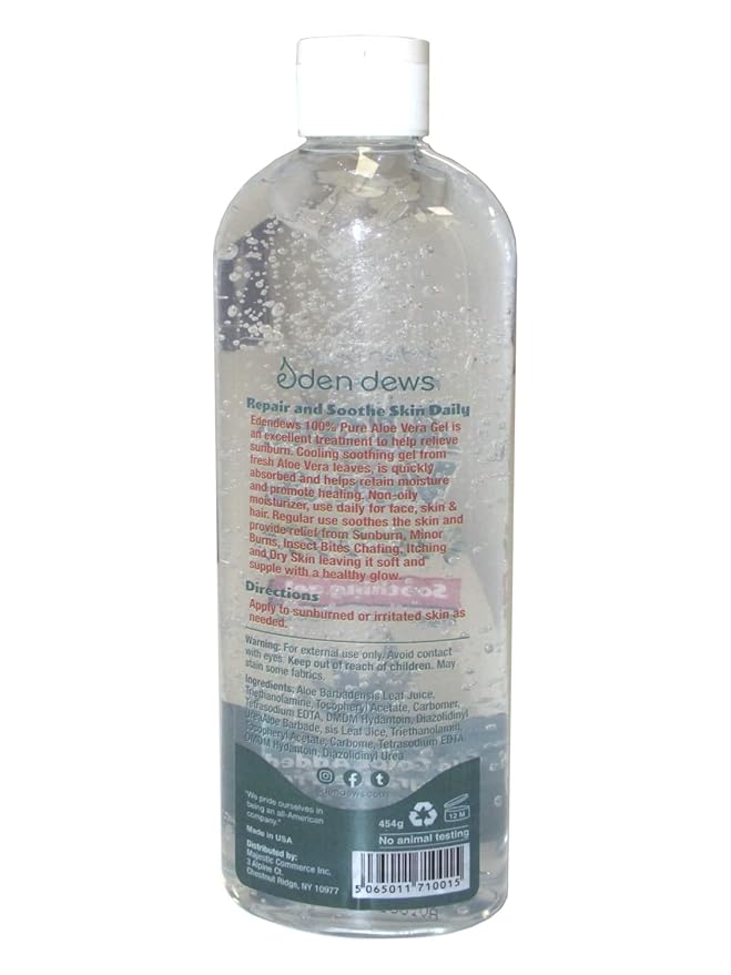 Travel-Size Aloe Vera Gel for Dry Skin 100% Pure & Natural Organic Moisturizing Face & Hair Care Sun Burn Relief Hydrating & Soothing Made in USA Unscented 2 oz