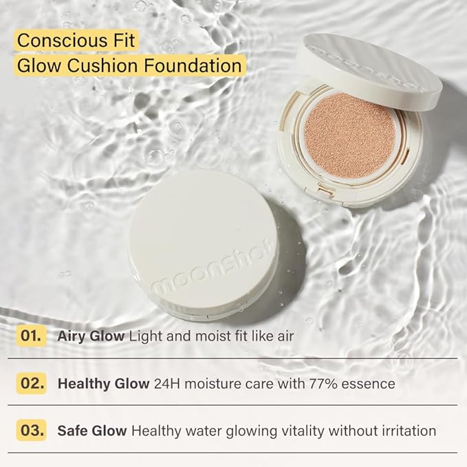 MOONSHOT KOREA Matte Fit Cushion Foundation Full Coverage Matte Finish, Breathable Makeup for Face, Long Lasting, Lightweight K-BEAUTY (21C Cosmic Peach, Matte Fit Cushion)
