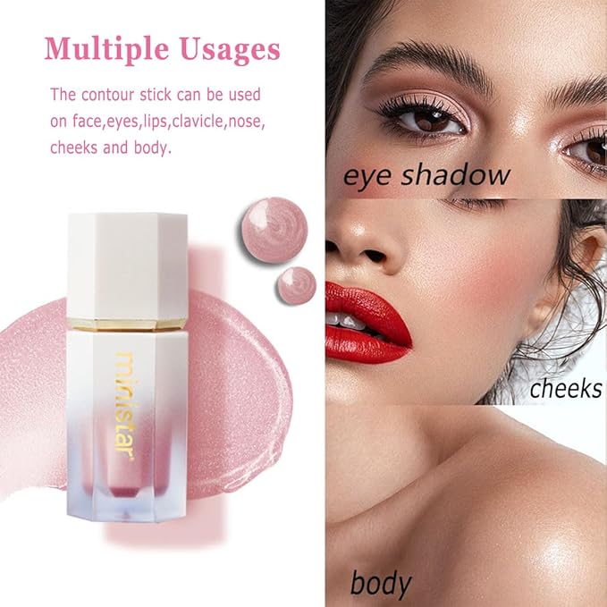 Liquid Highlighter Makeup, Long Lasting Liquid Luminizer for Glowing Skin Waterproof Smooth Glitter Highlight Face Illuminator Cream Contour Stick Body Shimmer Liquid Bronzer(#01 MOONLIGHT)