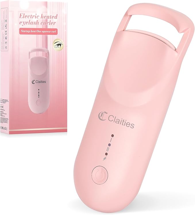 Heated Eyelash Curler - 10s Heat, 3s Curl, Mini Burn-Proof Design with Heat Sensitive Silicone Pad, 24H Hold to Style Natural Eyelashes Dual-Temp Control & Type-C Recharge