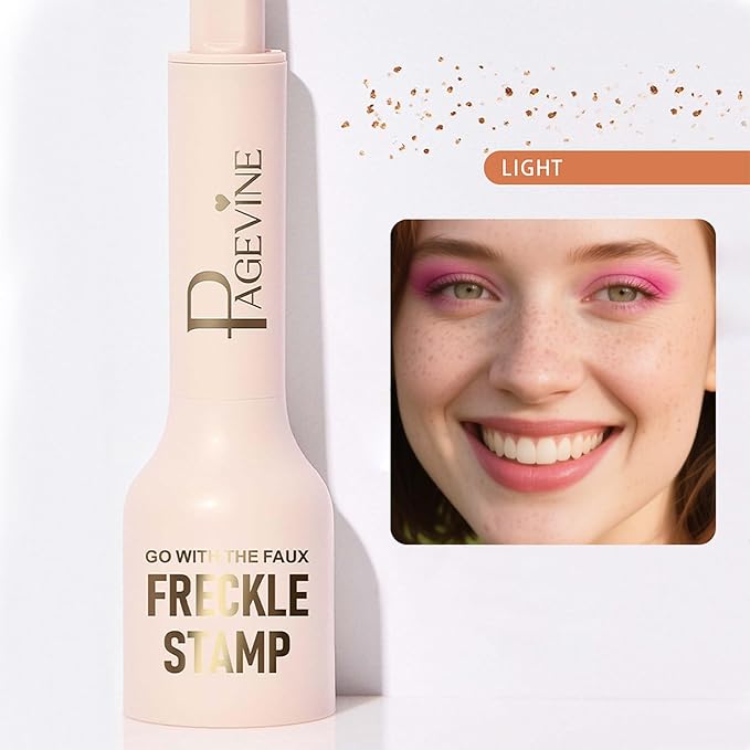 Freckle Stamp - Freckle Pen Waterproof, Long Lasting Fake Freckles, Quick Dry 5-Point Faux Freckles Stamp Cushion Stain Marker in One Press Natural and Lifelike Sunkissed Pencil Tool Makeup (#1-Light)