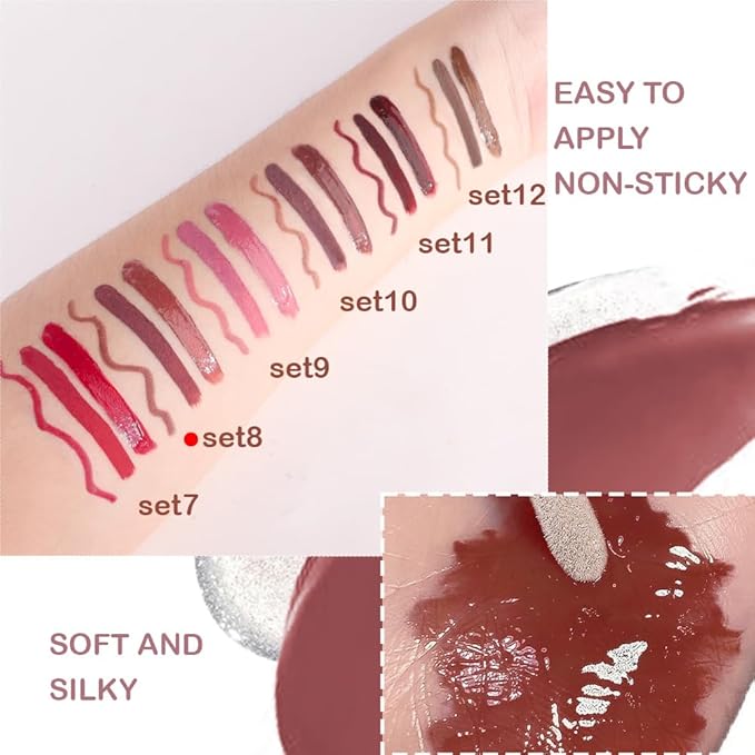 3-in-1Deep Burgundy Matte Lip Stain Kit | Waterproof Lip Liner + Hydrating Matte Lip Gloss + Nourishing Lip Oil | Long Lasting Plumping to Create Perfect Lip Makeup.08#