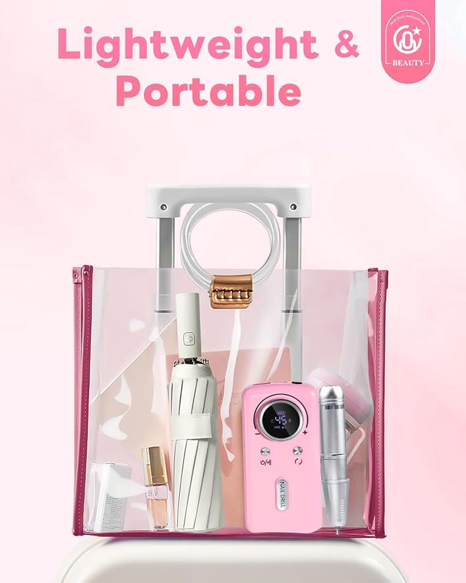 CozyZen Cordless Nail Drill Professional: 45000 RPM Rechargeable Electric Nail File Kit, Portable & Low Noise for Acrylic, Gel Nails, Manicure & Pedicure - Salon & Home Use