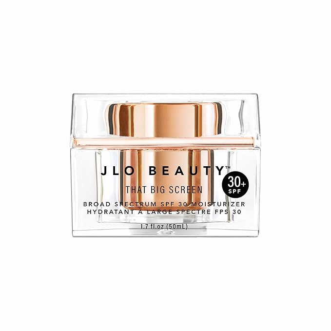 JLO Beauty That Big Screen Broad Spectrum SPF 30 Face Moisturizer, Hydrates, Protects, Luminizes, Lightweight Hyaluronic Acid Sunscreen for Face Lotion, Supports Smooth, Dewy & Glowing Skin, 1.7 Fl Oz