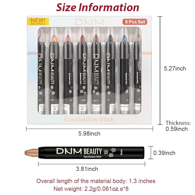 Kaely 8Pcs Cream Eye Shadow Sticks Set, Matte Shimmer Eyeliner Pencil Eyeshadow Palette Makeup, Eye Highlighter Brightener Stick for Older Women Waterproof Pigmented, sombras para ojos 07