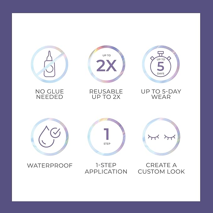 KISS imPRESS Falsies Long Lasting Self Adhesive Eyelashes, ‘Demi Wispy’, 5 Day Extended Wear, 24 Light Volume Lash Clusters (5,6,8,10,12, & 14mm), Precision Non-Stick Applicator