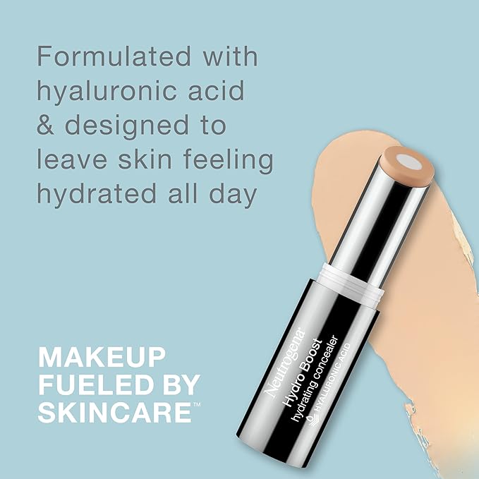 Neutrogena Hydro Boost Hydrating Concealer Stick for Dry Skin, Oil-Free, Lightweight, Non-Greasy and Non-Comedogenic Cover-Up Makeup with Hyaluronic Acid, 10/Fair, 0.12 Oz
